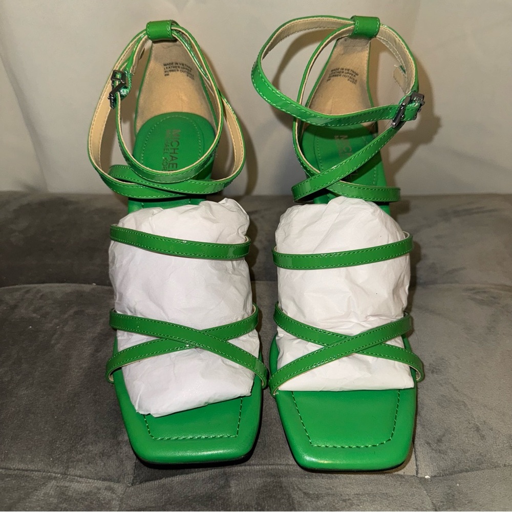 Michael Kors Green Patent Leather Heeled Sandals